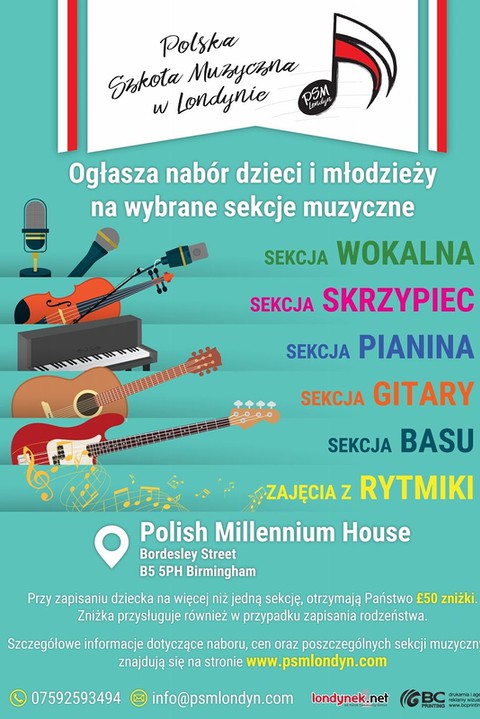 Polska Szkoła Muzyczna zaprasza do nowych oddziałów
