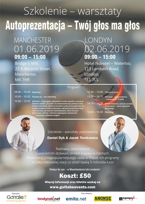 Manchester: Warsztaty "Autoprezentacja - Twój głos ma głos!"