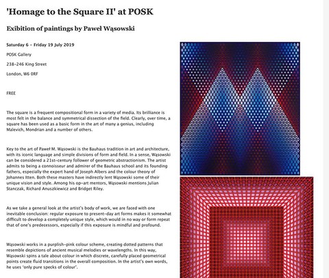 "Homage to the Square II" - wystawa obrazów Pawła Wąsowskiego