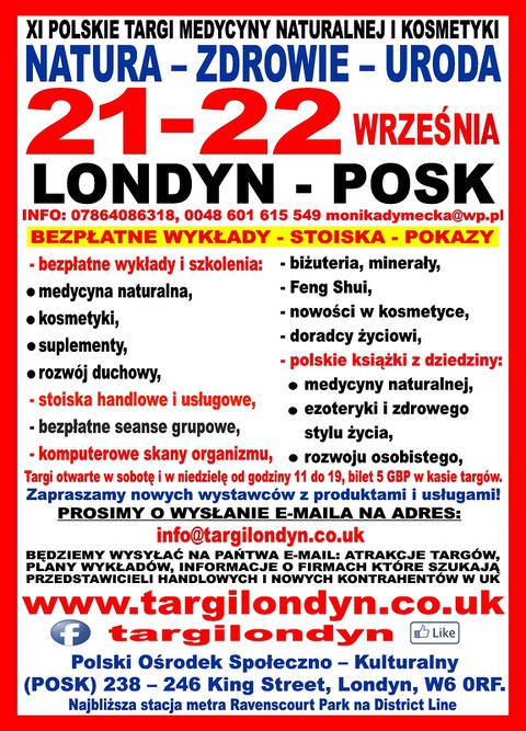 XI Polskie Targi Medycyny Naturalnej i Kosmetyki NATURA - ZDROWIE - URODA
