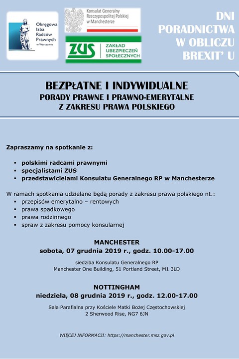 Nottingham: Dni poradnictwa prawnego i emerytalno-rentowego w obliczu Brexitu