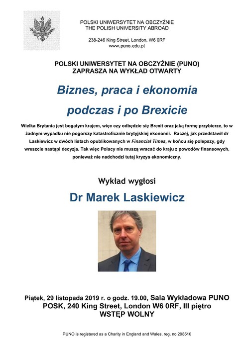 Wykład PUNO: Biznes, praca i ekonomia podczas i po Brexicie