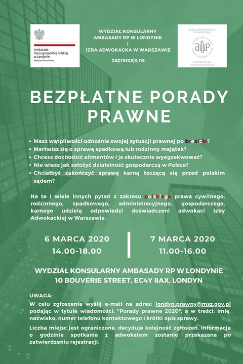 Londyn: Bezpłatne porady prawne