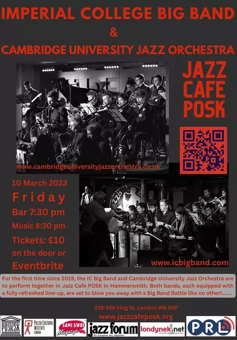JAZZ CAFE w POSK zaprasza: Imperial College Big Band & Canbridge University Jazz Orchestra