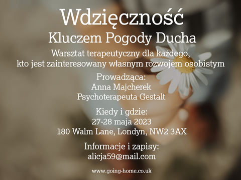 Warsztaty: MOC WDZIĘCZNOŚCI w Londynie