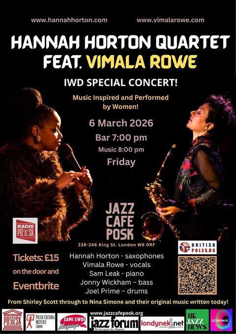 Jazz Café POSK zaprasza: Hannah Horton Quartet feat. Vimala Rowe