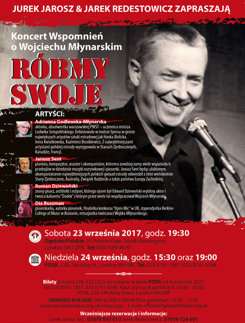 Koncert wspomnień o Wojciechu Młynarskim "Róbmy swoje"