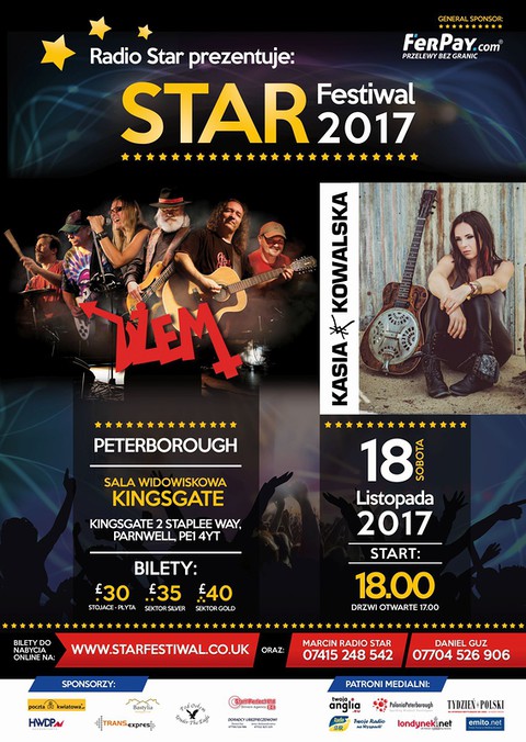 Star Festiwal 2017: Kasia Kowalska i Dżem w Peterborough!