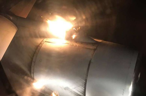 Plane engine catches fire in the air forcing emergency landing