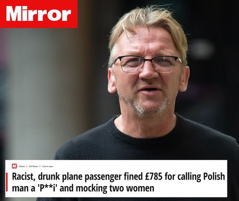 Brytyjczyk skazany za rasistowskie wyzwiska wobec Polaka i innych pasażerów samolotu