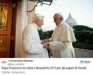 Papal double take: Two identically dressed popes meet