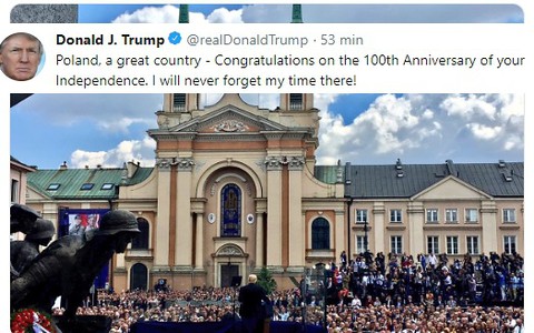 Trump: Polsko, wielki kraju - gratulacje w 100. rocznicę niepodległości!