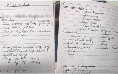 Police reveal shoplifter's 'Christmas shopping list' including Gucci perfume for 'Tall P'