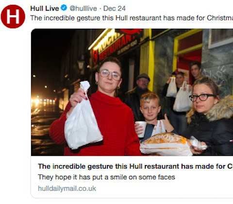 Polska restauracja z Hull przekazała bezdomnym jedzenie 
