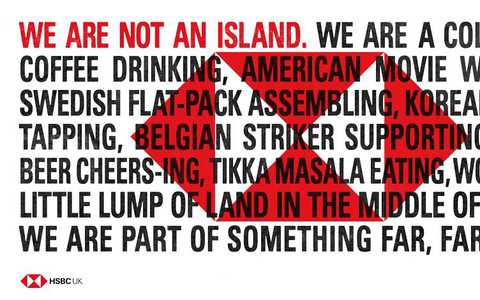 Kontrowersyjna reklama HSBC. "Nie jesteśmy wyspą"