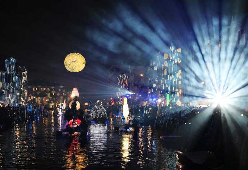 Venice Carnival starts with light show on the water