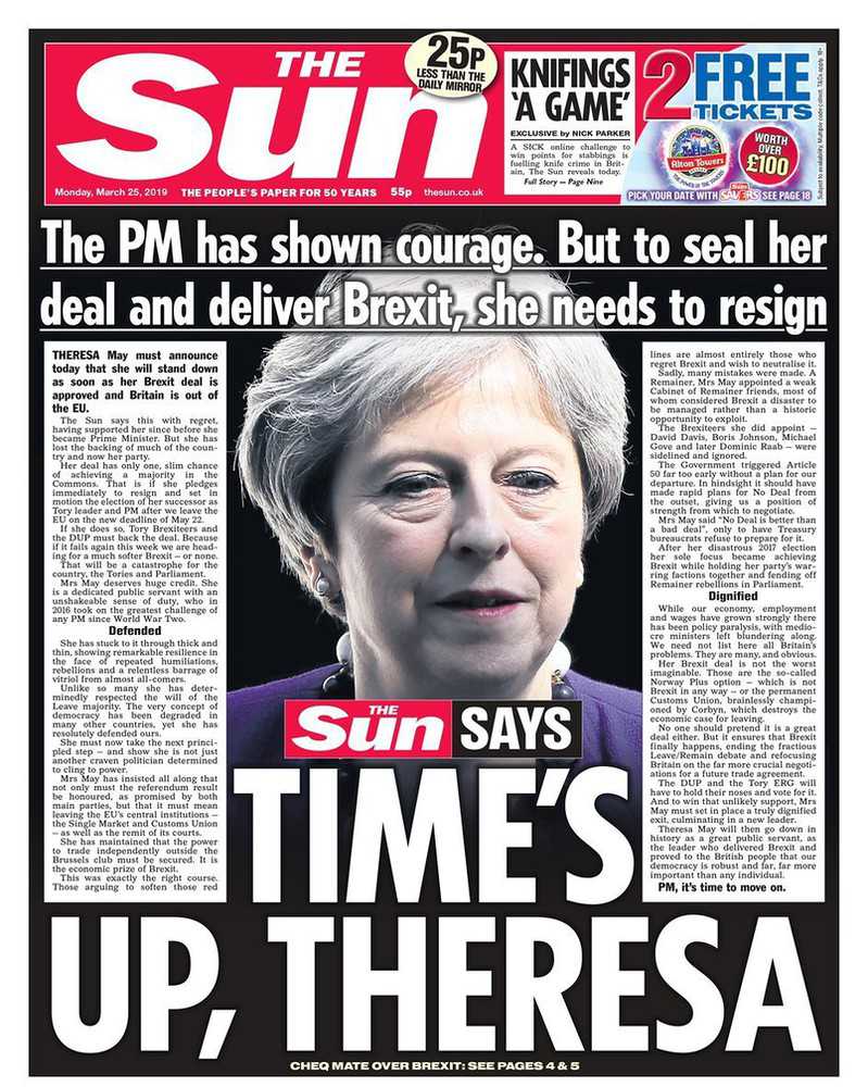 "The Sun": May ustąpi po przegłosowaniu porozumienia z UE