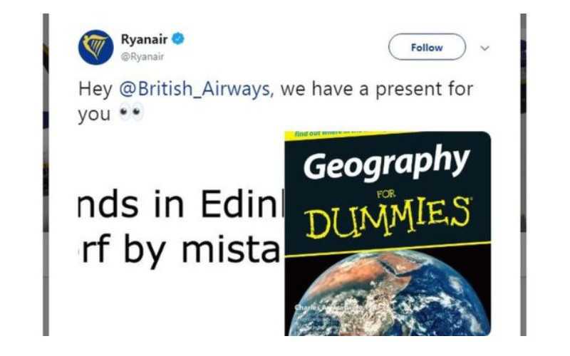 Ryanair żartuje z British Airways, które pomyliło lotniska