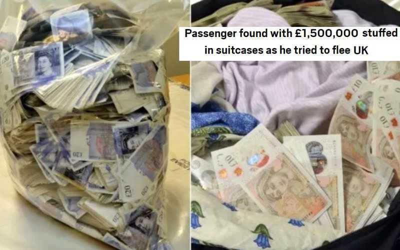 Passenger found with £1,500,000 stuffed in suitcases as he tried to flee UK