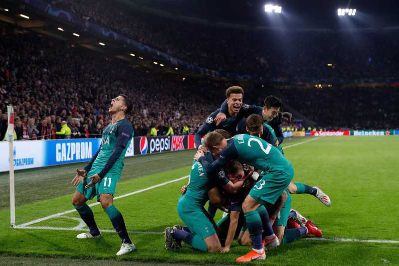 ottenham shocks Ajax in stoppage time to reach first Champions League final