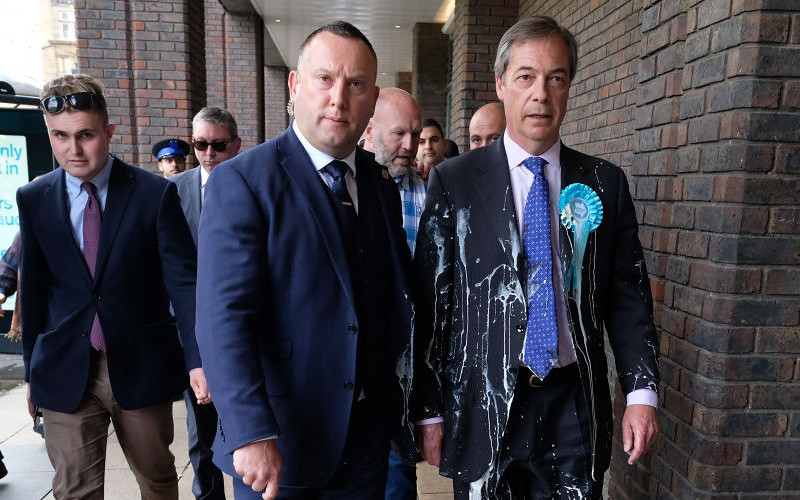 Tony Blair and Theresa May respond to Nigel Farage having milkshake thrown at him