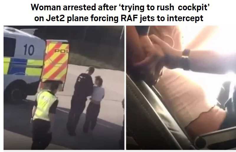 Woman arrested after 'trying to rush cockpit' on Jet2 plane
