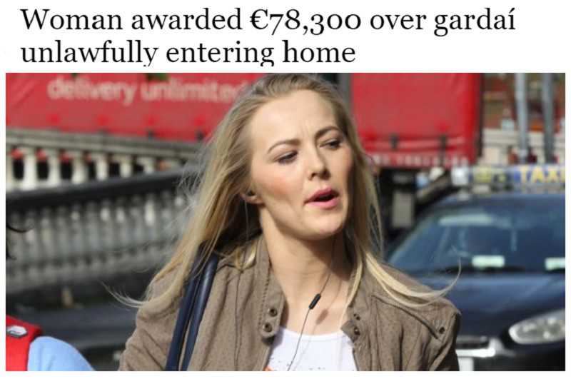 Woman awarded 78,300 euro over gardaí unlawfully entering home