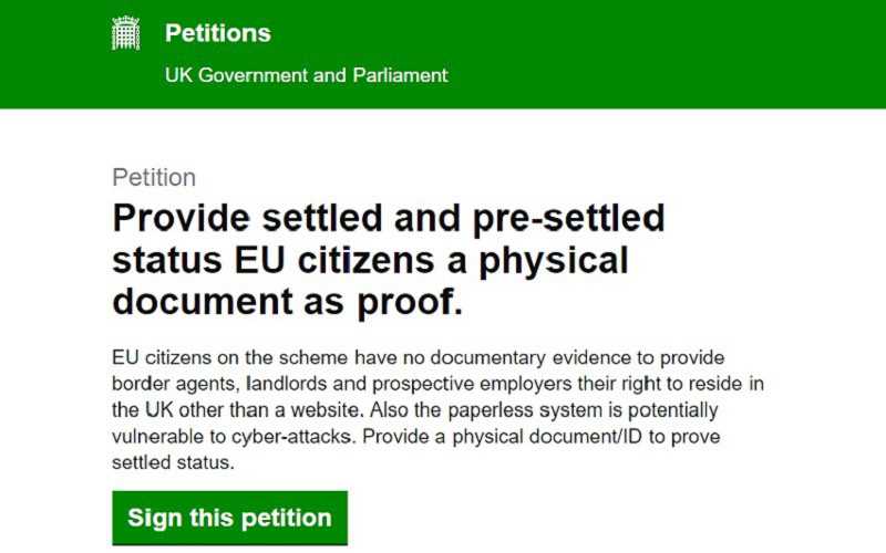 Obywatele UE chcą fizycznego dokumentu na potwierdzenie "settled status" 