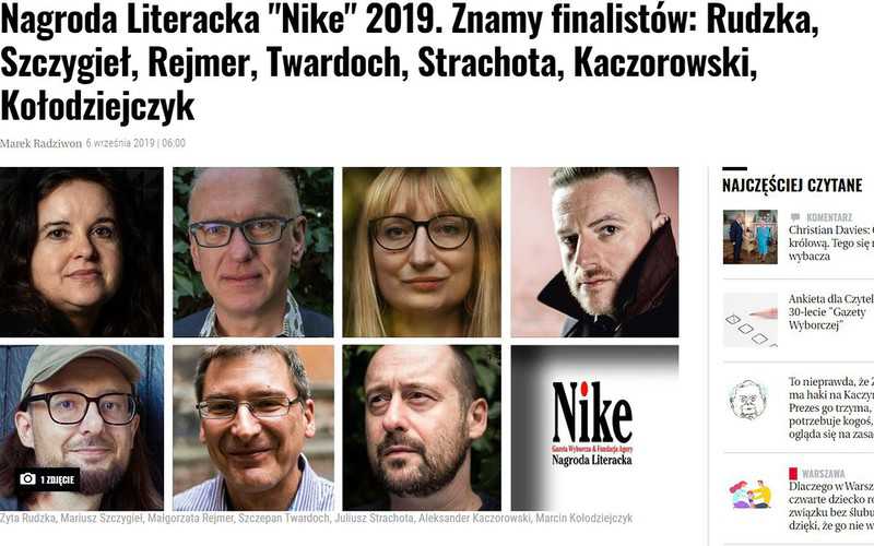 Ogłoszono finalistów Literackiej Nagrody NIKE 