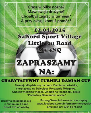 Please help Damian to walk charity tournament Damian Cup 
