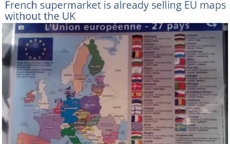 Francja: W sklepach mapy na 2020 r. bez Wielkiej Brytanii w UE