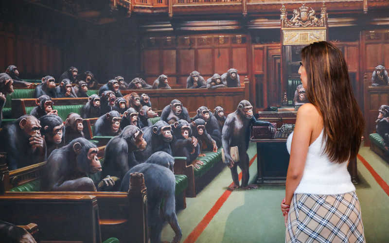 Banksy painting of British politicians as chimpanzees sells for record $12.2 million