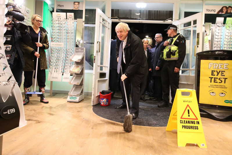 Boris Johnson tried mopping a floor in floods but just made things worse