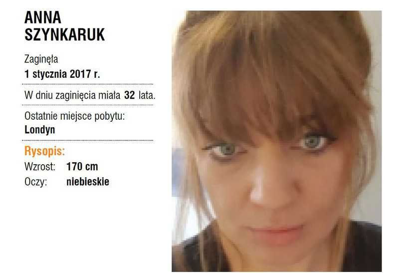 W Londynie zaginęła Anna Szynkaruk