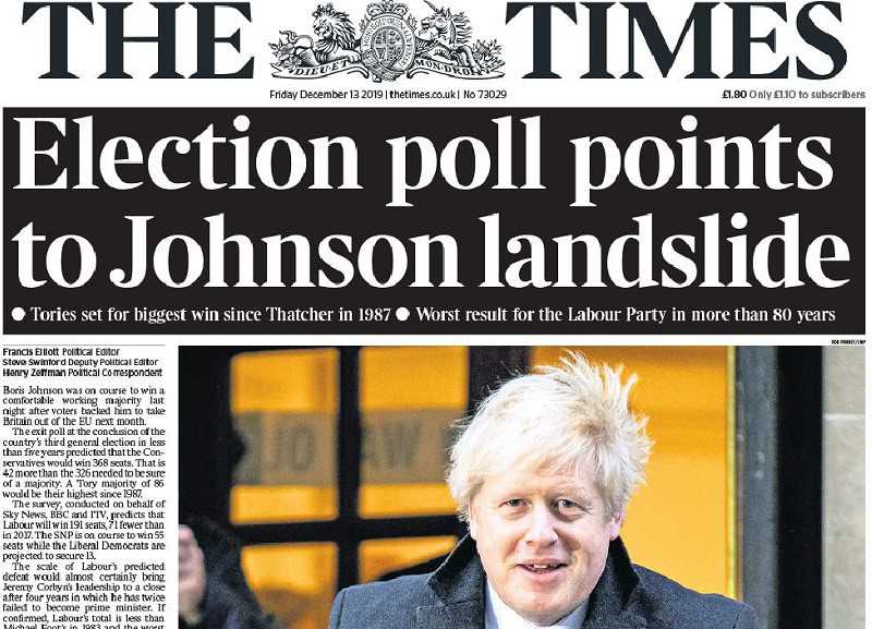 British papers: Johnson's overwhelming win and Corbyn's historic defeat