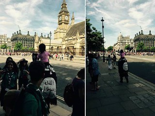 Man draped in ISIS flag walks past Houses of Parliament days before anniversary of 7/7 terror attack