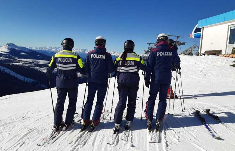 Polish policemen are patrolling the slopes in the Italian Alps
