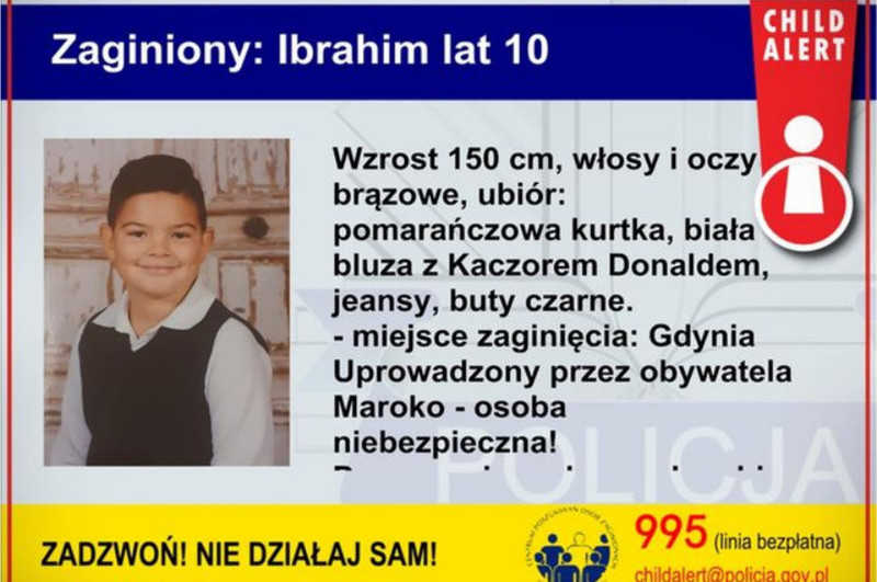 Child Alert in Poland. 10-year-old kidnapped in Gdynia