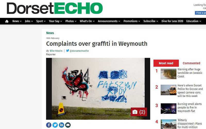 Weymouth: Kontrowersje wokół polskiego graffiti na budynkach