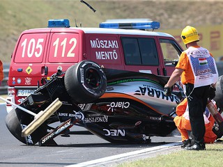 Sergio Perez in Hungarian GP practice crash