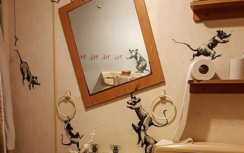 Banksy reveals latest work in his bathroom under coronavirus quarantine
