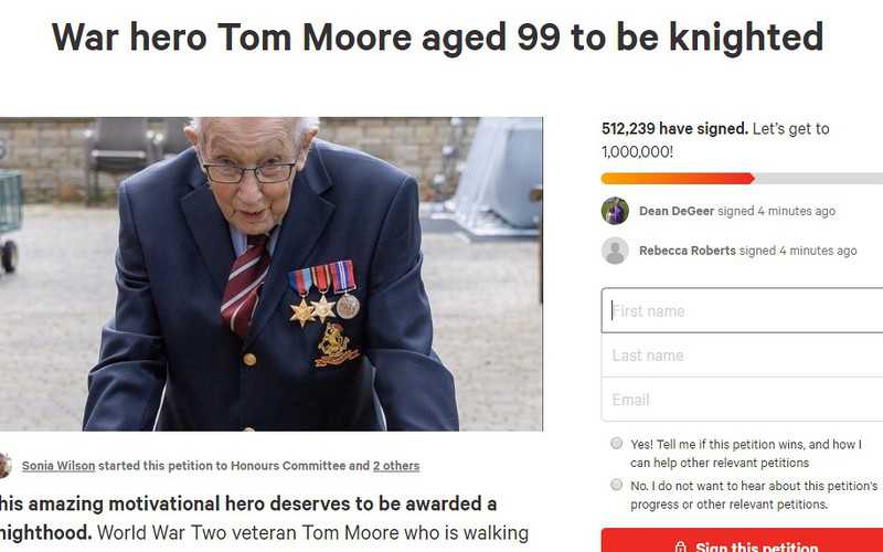 Petition to give hero Tom Moore a knighthood passes 500,000 signatures