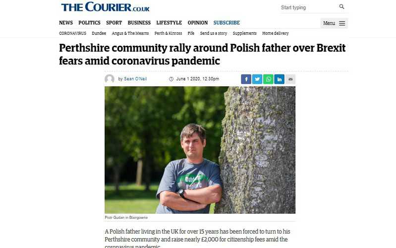 Perthshire community rally around Polish father over Brexit fears amid coronavirus pandemic