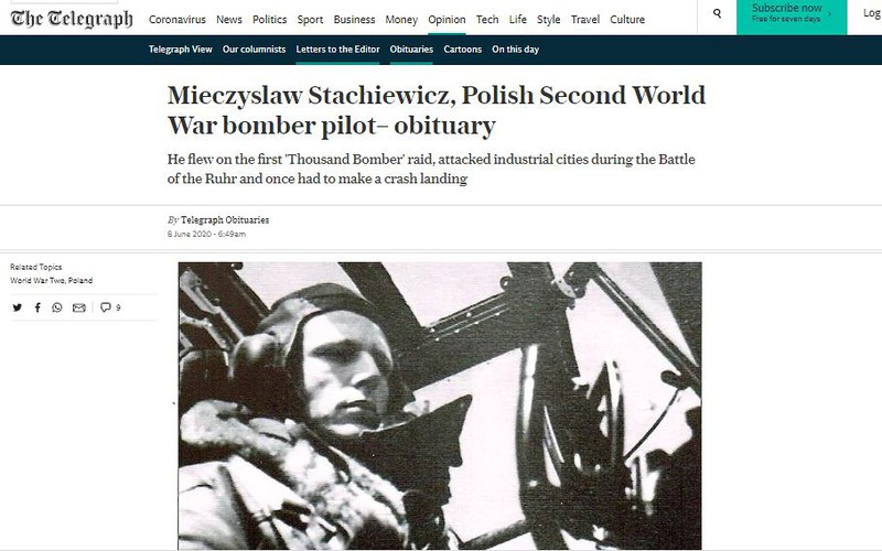 "Telegraph" wspomina zmarłego pułkownika Mieczysława Stachiewicza