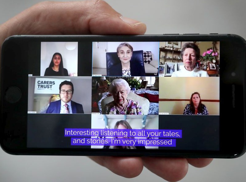 Carers speak to the Queen in monarch's first live video chat