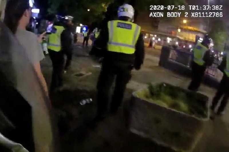 Police officers being pelted with bottles at illegal north London rave