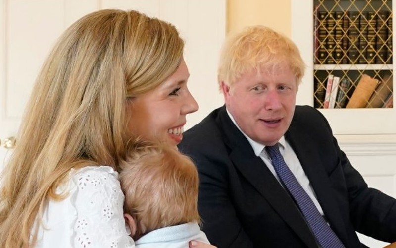 Boris Johnson pictured with son for first time as PM and partner speak to midwives