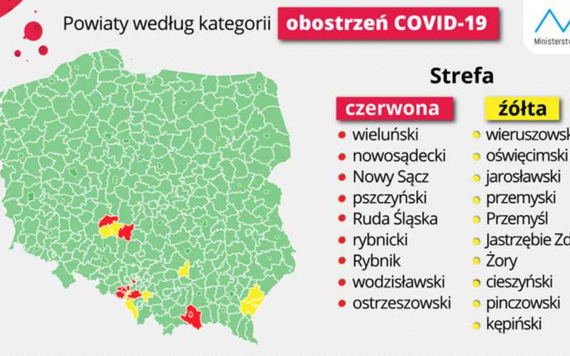Covid-19: Polska podzielona na "czerwone", "żółte" i "zielone" powiaty