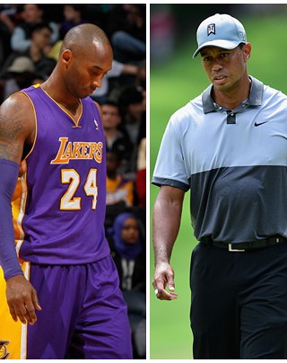 Golfista Tiger Woods podziwia gwiazdora NBA Kobe Bryanta