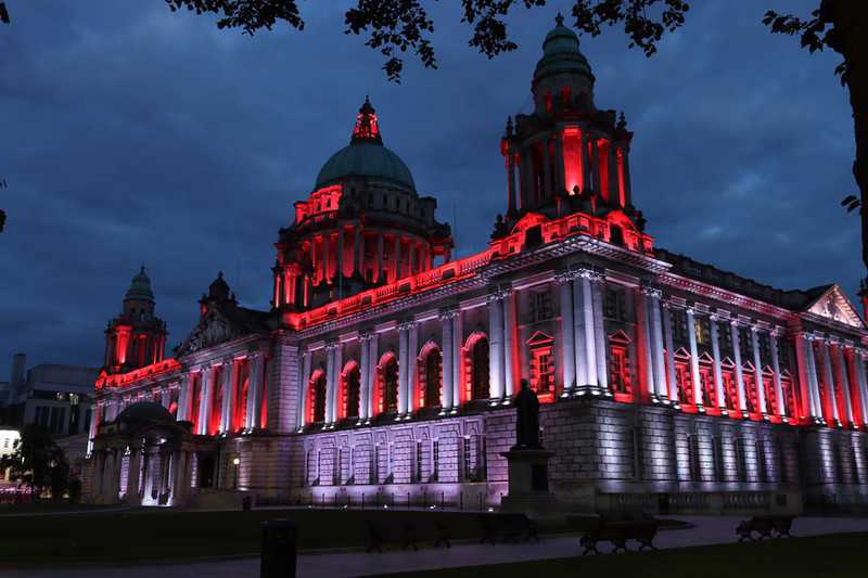 Illumination on the 40th anniversary of "Solidarity" on buildings in Dublin and Belfast
